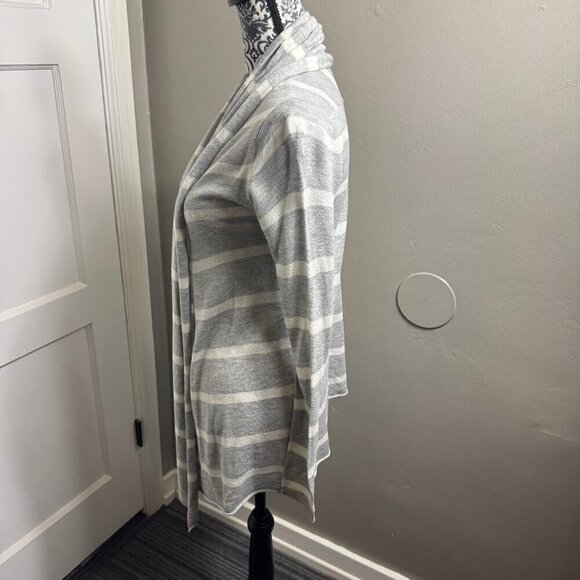 Splendid white and gray striped open long sleeve cardigan sweater - Picture 4 of 8